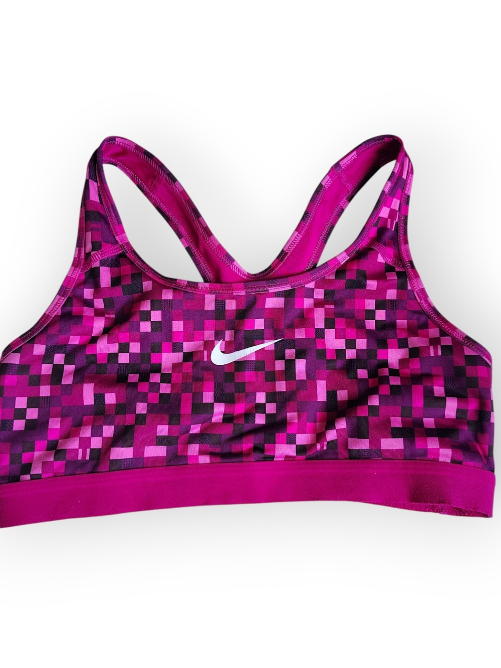 Nike Women's Magenta Pixel-Print Racerback Swim Top